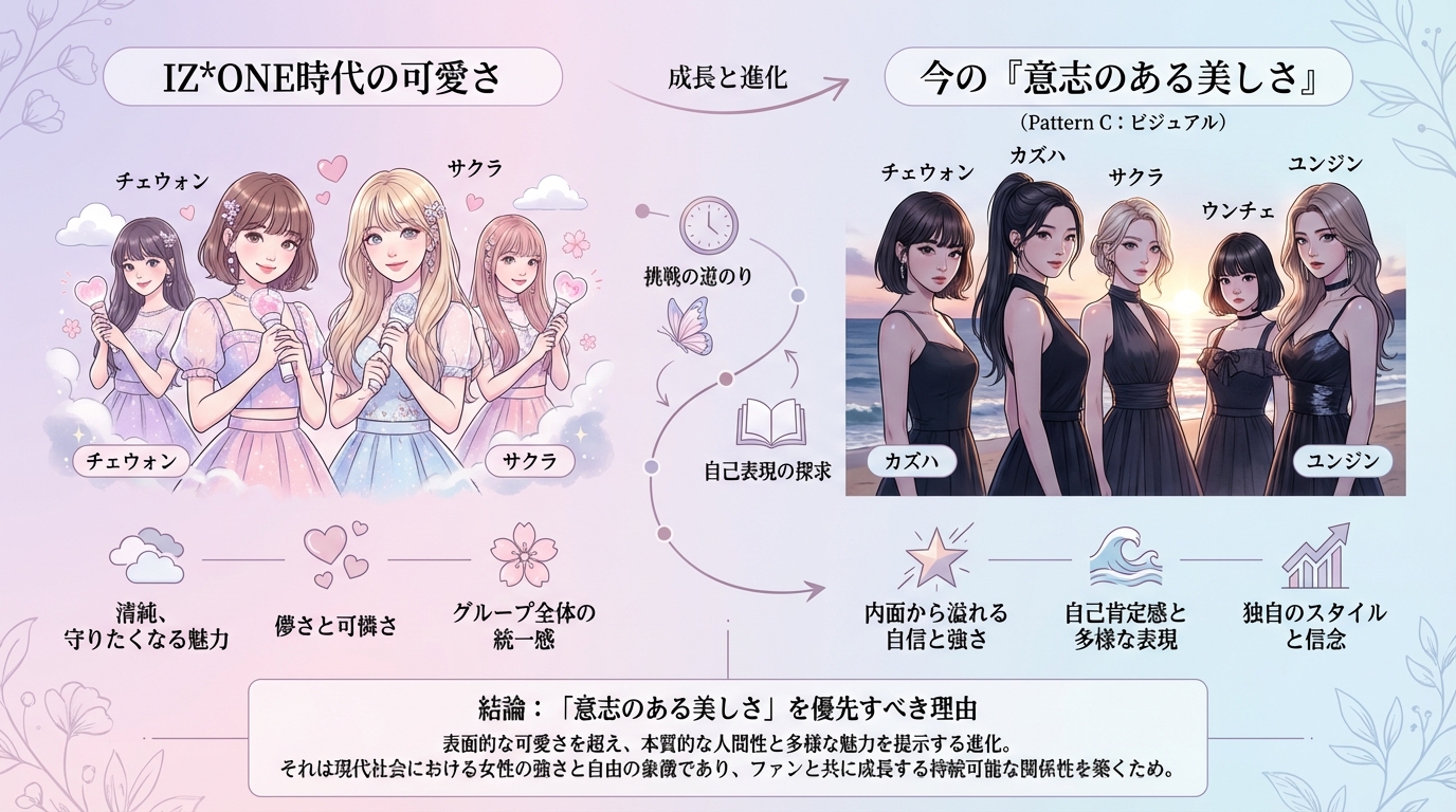 IZ*ONE時代の可愛さより、今の「意志のある美しさ」を優先すべき理由
