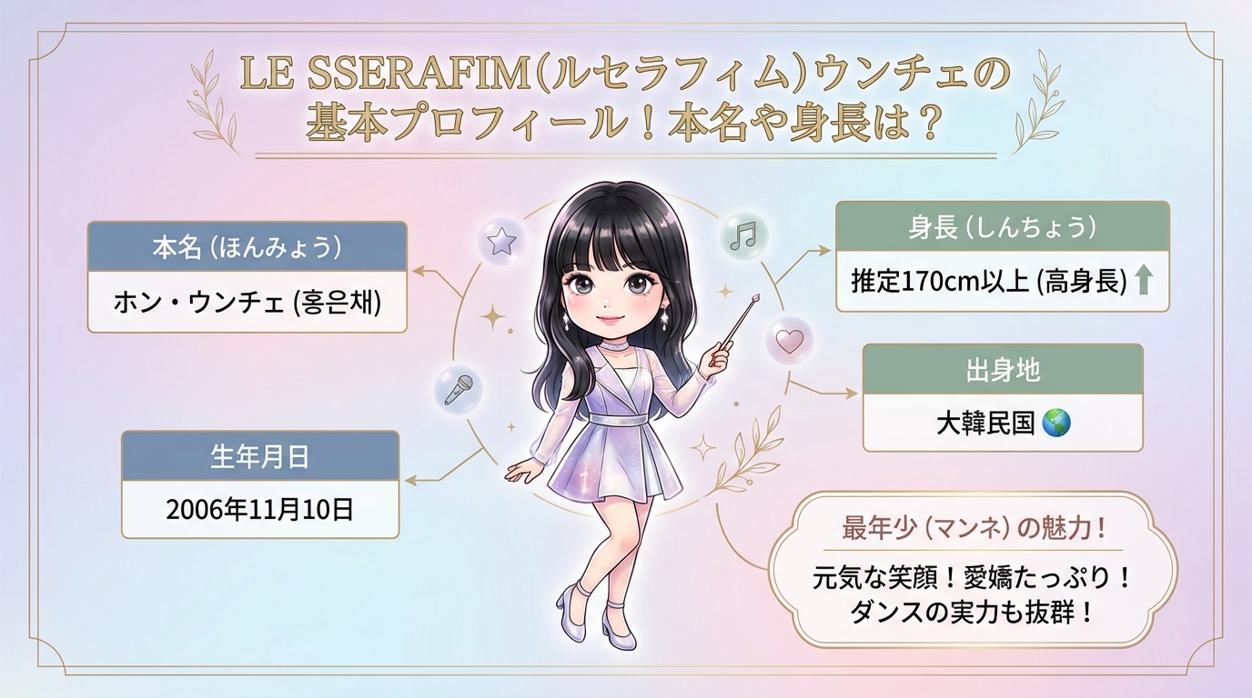 LE SSERAFIM（ルセラフィム）ウンチェの基本プロフィール！本名や身長は？