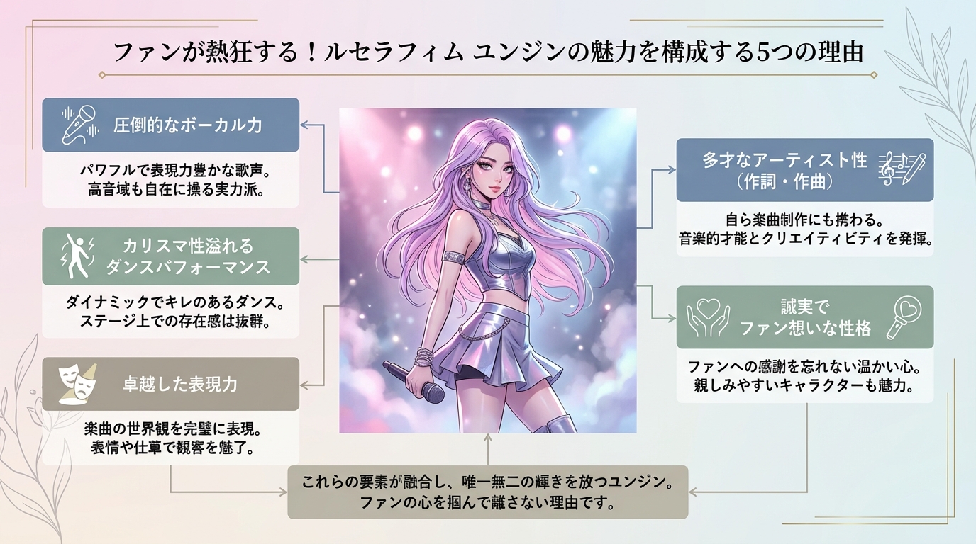 ファンが熱狂する！ルセラフィム ユンジンの魅力を構成する5つの理由