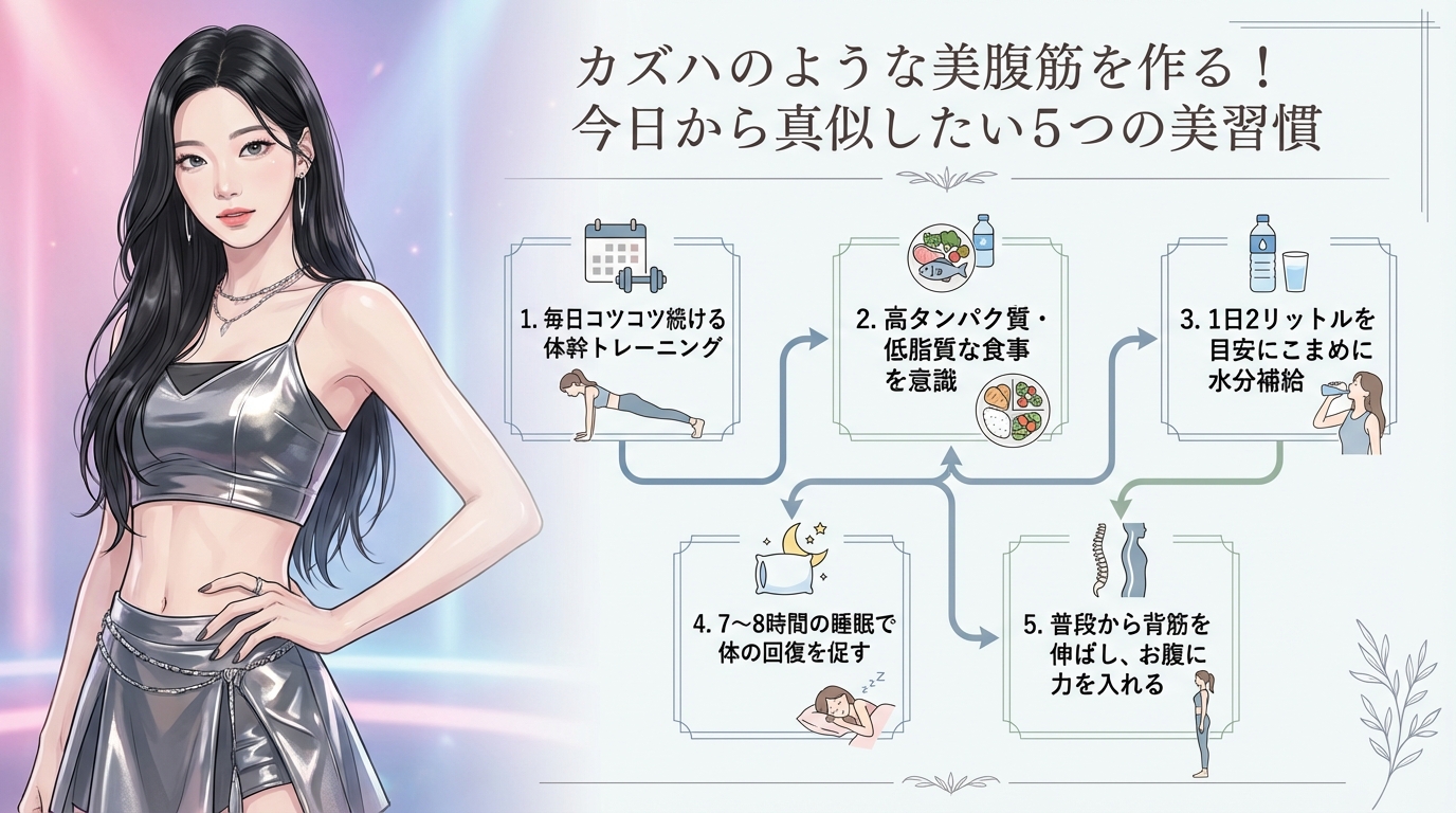 カズハのような美腹筋を作る！今日から真似したい5つの美習慣