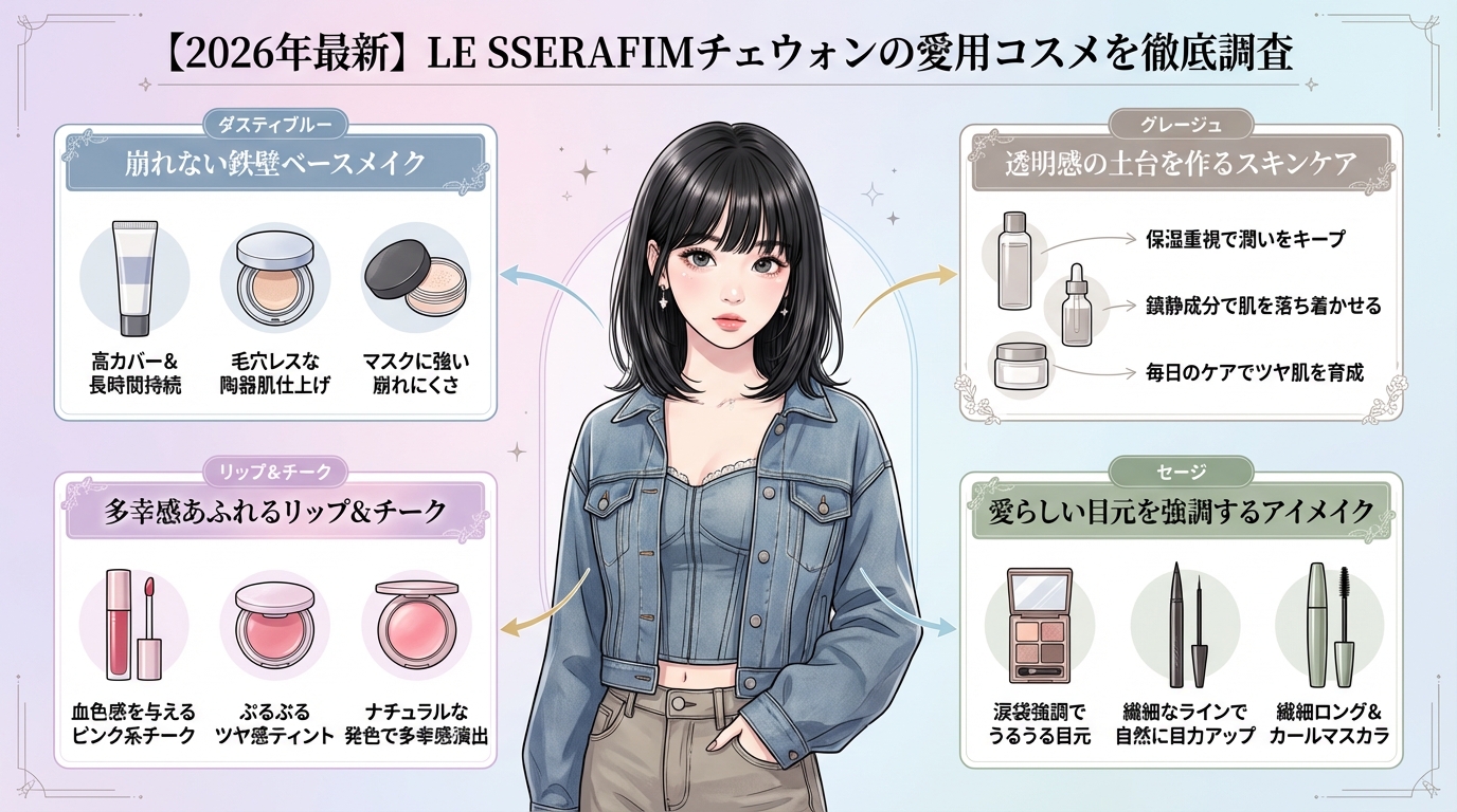 【2026年最新】LE SSERAFIMチェウォンの愛用コスメを徹底調査