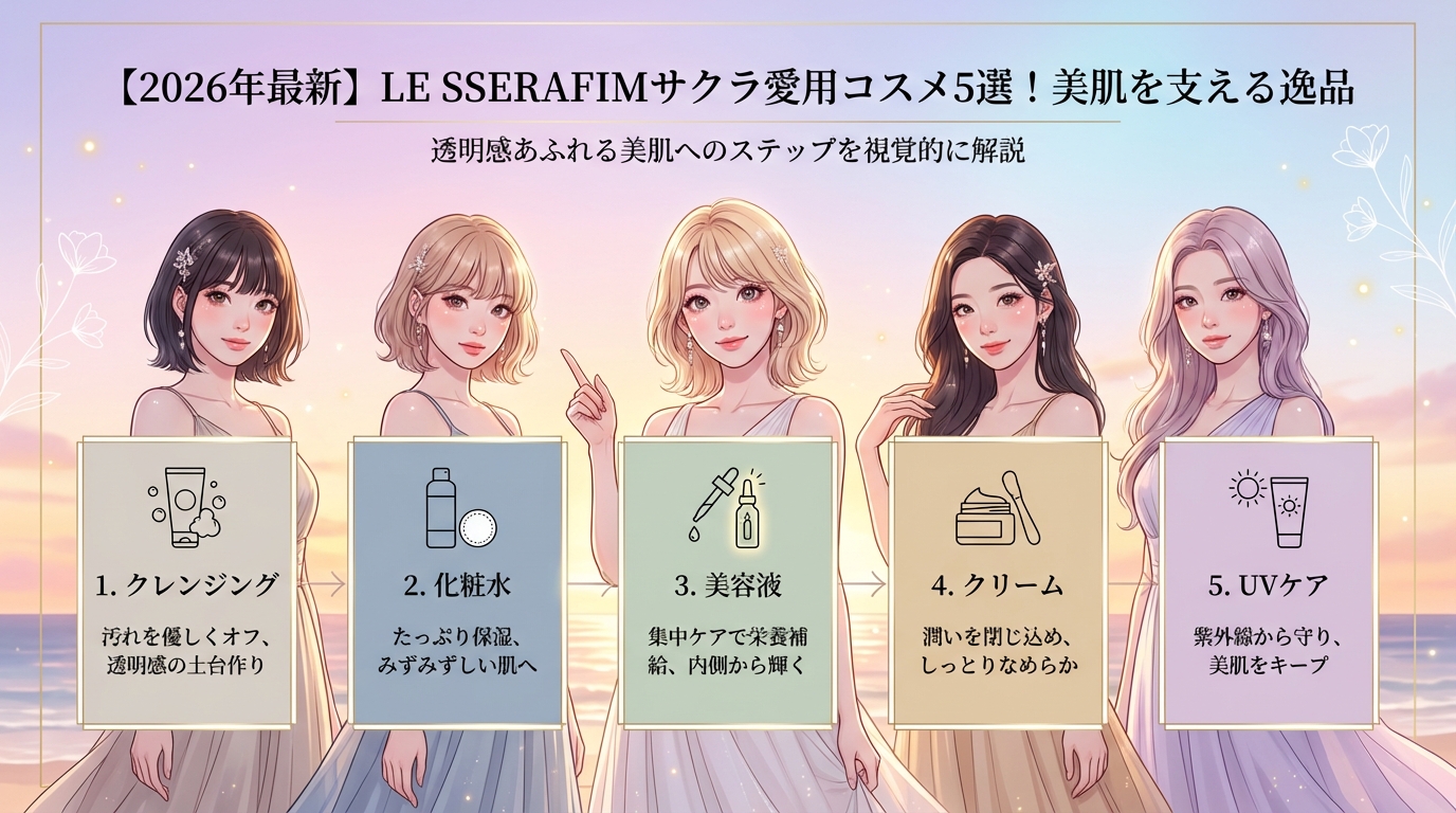 【2026年最新】LE SSERAFIMサクラ愛用コスメ5選！美肌を支える逸品