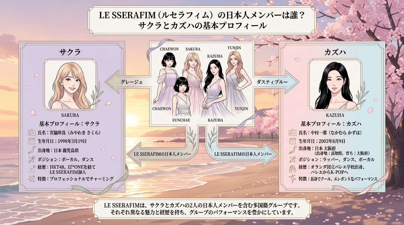 LE SSERAFIM（ルセラフィム）の日本人メンバーは誰？サクラとカズハの基本プロフィール