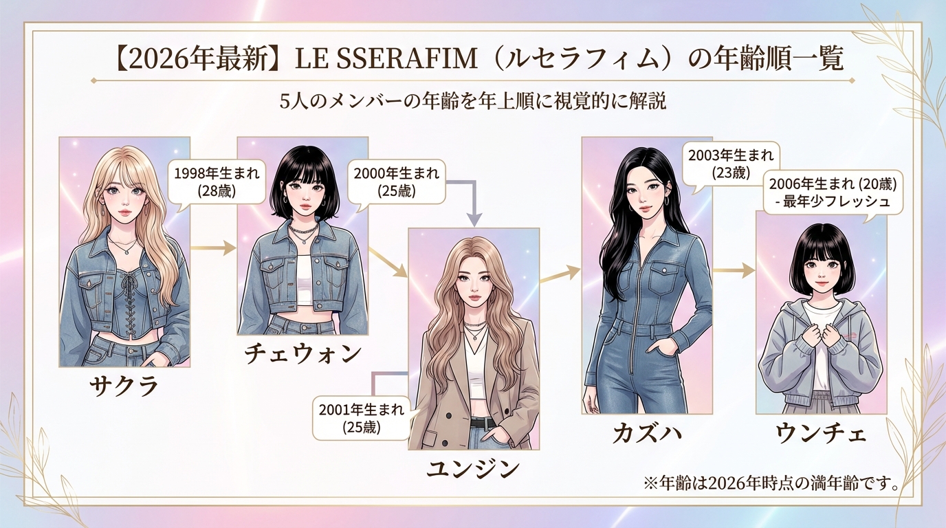 【2026年最新】LE SSERAFIM（ルセラフィム）の年齢順一覧