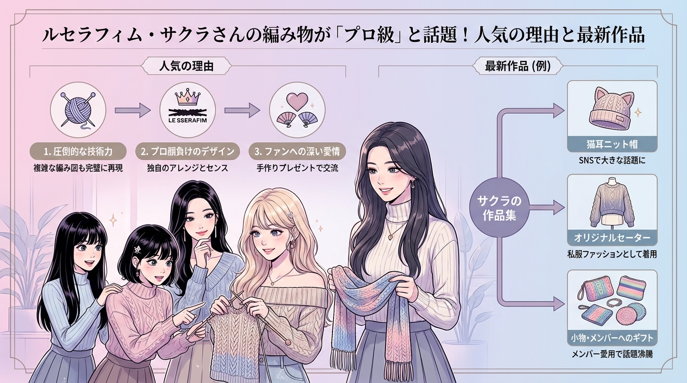 ルセラフィム・サクラさんの編み物が「プロ級」と話題！人気の理由と最新作品
