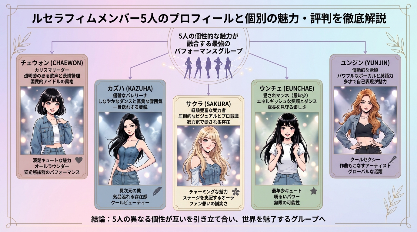 ルセラフィムメンバー5人のプロフィールと個別の魅力・評判を徹底解説