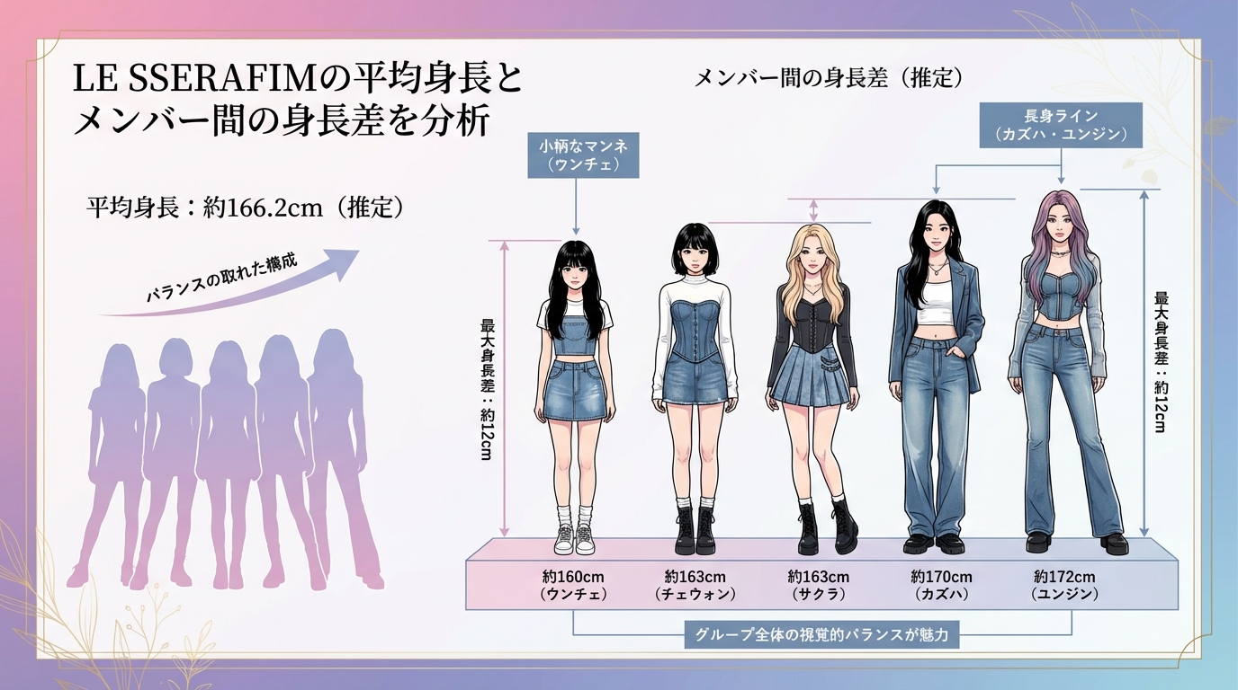 LE SSERAFIMの平均身長とメンバー間の身長差を分析