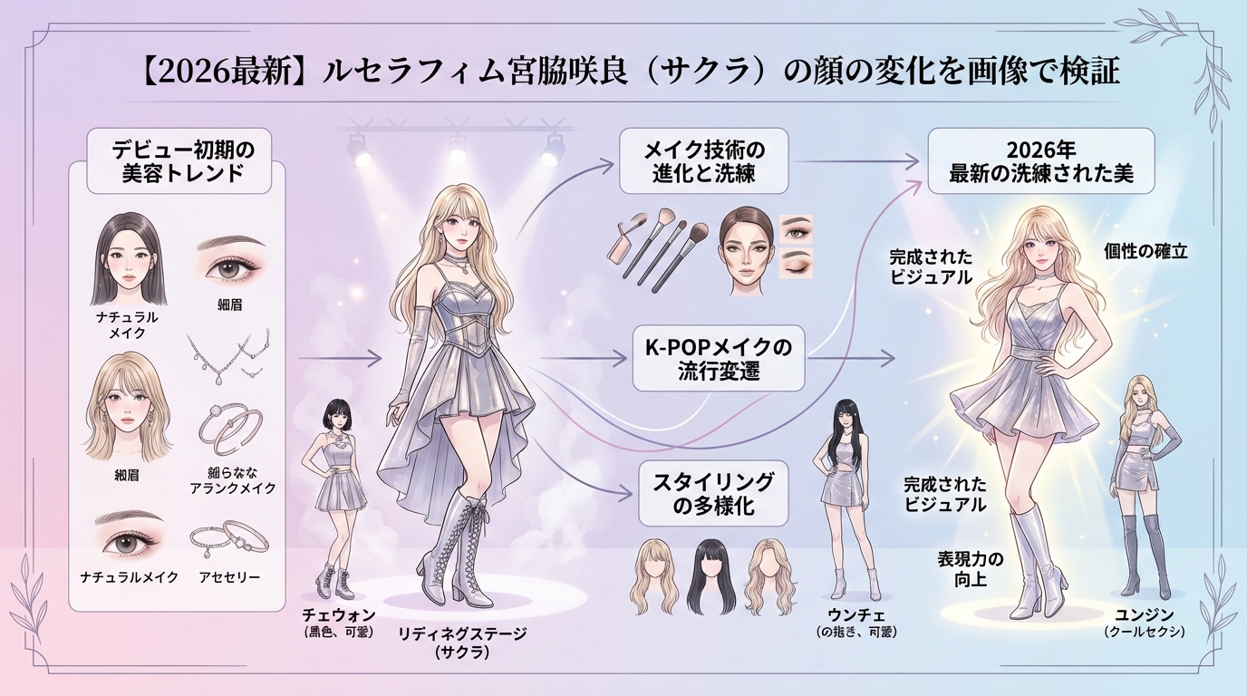 【2026最新】ルセラフィム宮脇咲良（サクラ）の顔の変化を画像で検証