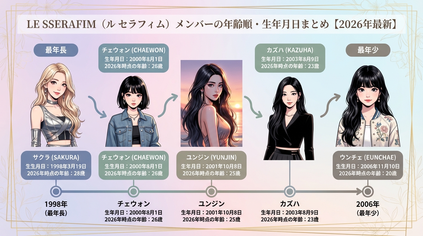 LE SSERAFIM（ル セラフィム）メンバーの年齢順・生年月日まとめ【2026年最新】