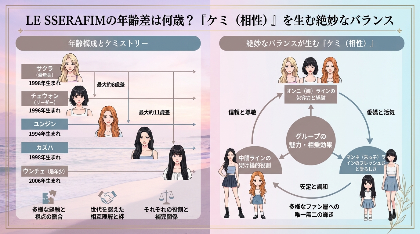 LE SSERAFIMの年齢差は何歳？「ケミ（相性）」を生む絶妙なバランス