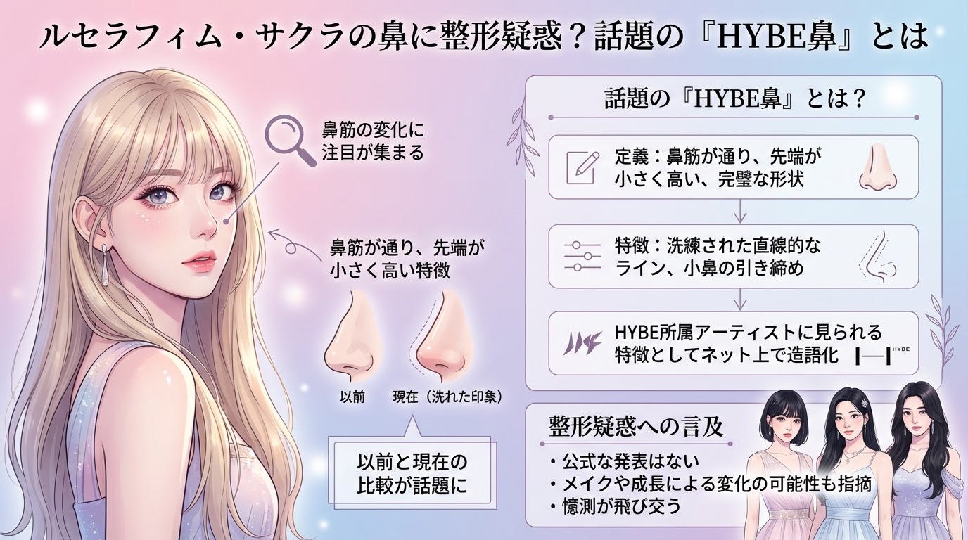 ルセラフィム・サクラ（宮脇咲良）の鼻に整形疑惑？話題の「HYBE鼻」とは