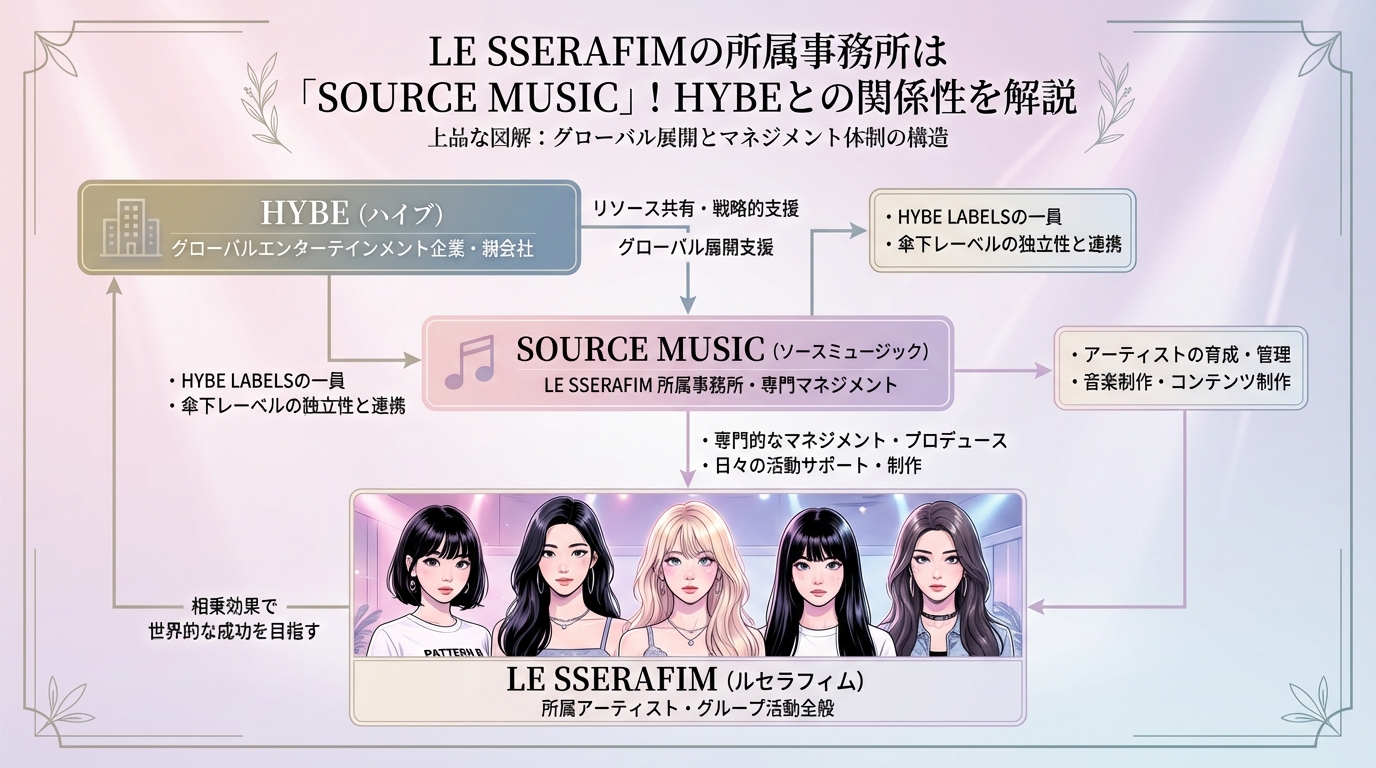 LE SSERAFIMの所属事務所は「SOURCE MUSIC」！HYBEとの関係性を解説