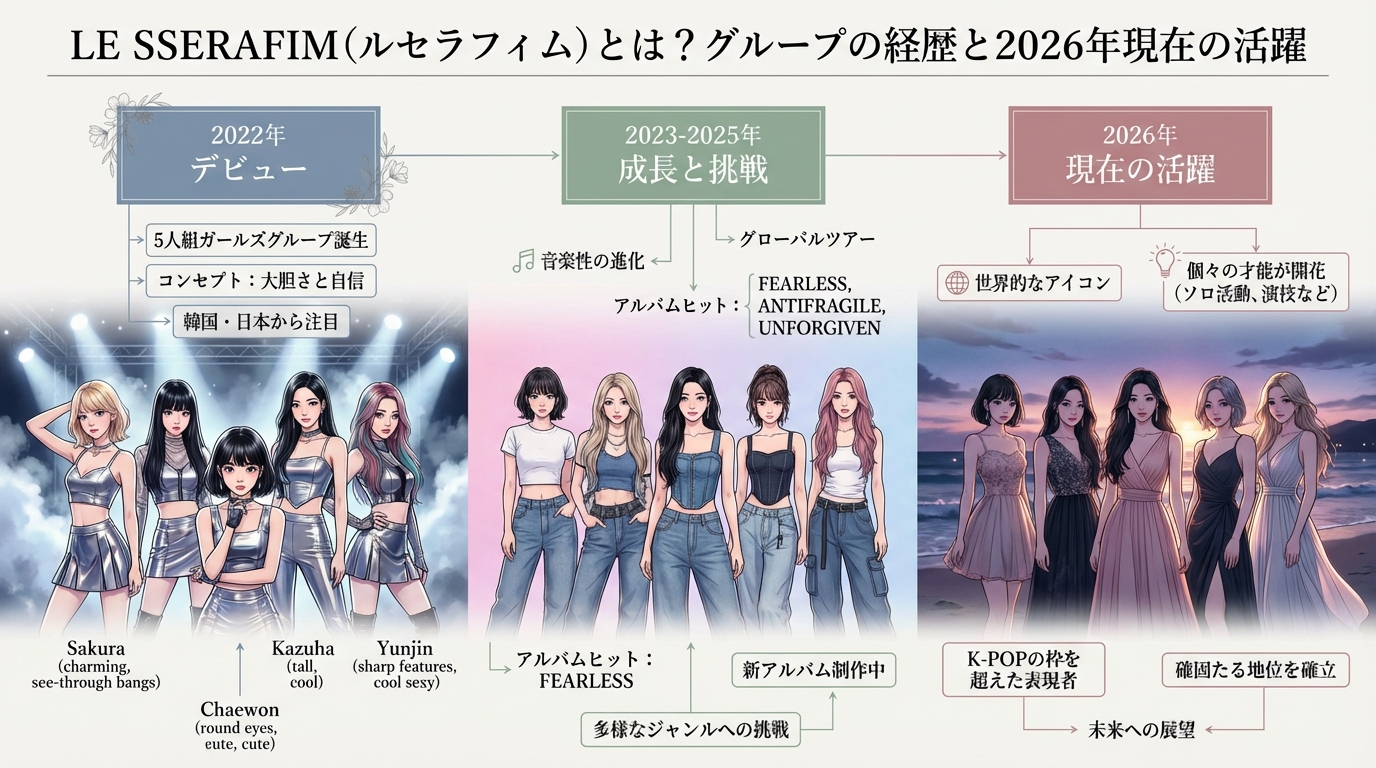 LE SSERAFIM(ルセラフィム)とは?グループの経歴と2026年現在の活躍