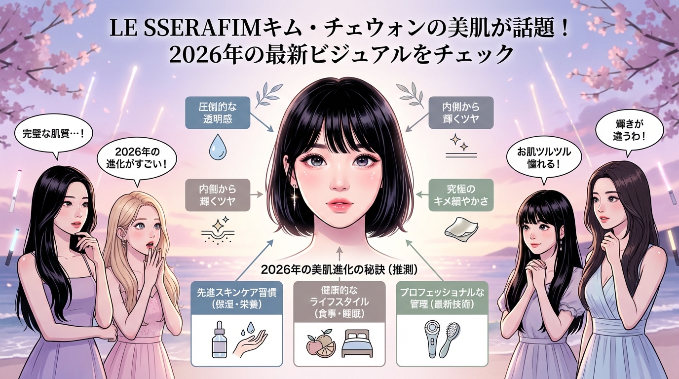 LE SSERAFIMキム・チェウォンの美肌が話題！2026年の最新ビジュアルをチェック