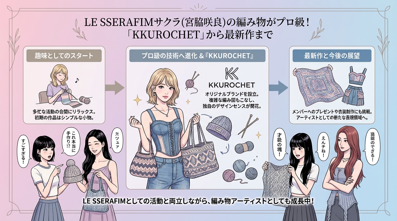 LE SSERAFIMサクラ(宮脇咲良)の編み物がプロ級!「KKUROCHET」から最新作まで