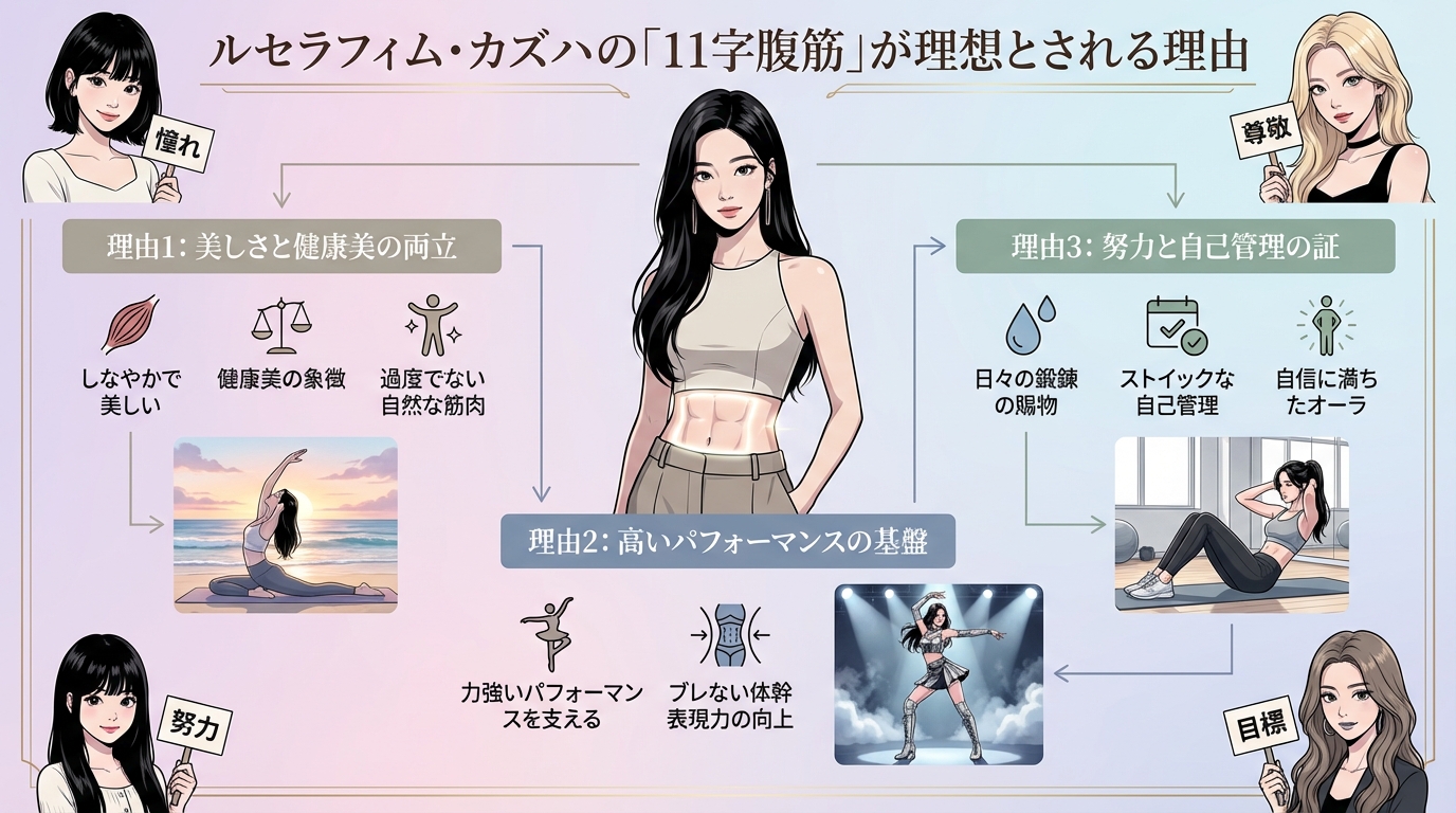 ルセラフィム・カズハの「11字腹筋」が理想とされる理由