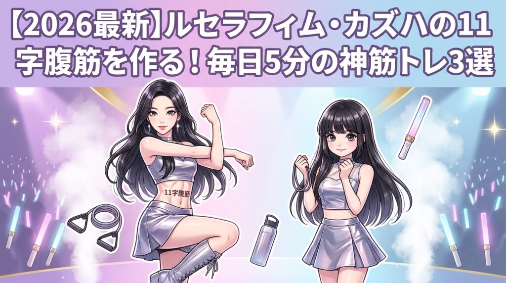 【2026最新】ルセラフィム・カズハの11字腹筋を作る！毎日5分の神筋トレ3選