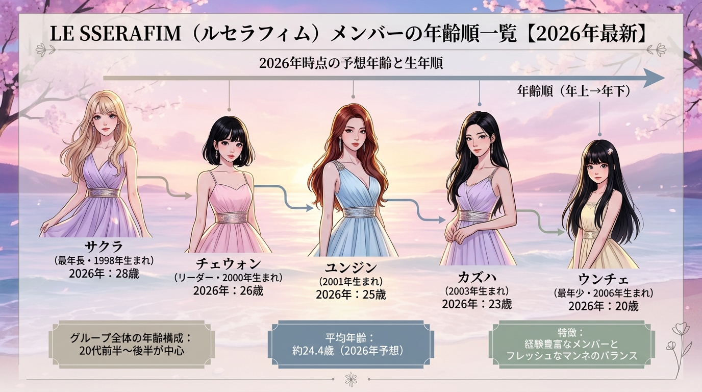 LE SSERAFIM（ルセラフィム）メンバーの年齢順一覧【2026年最新】