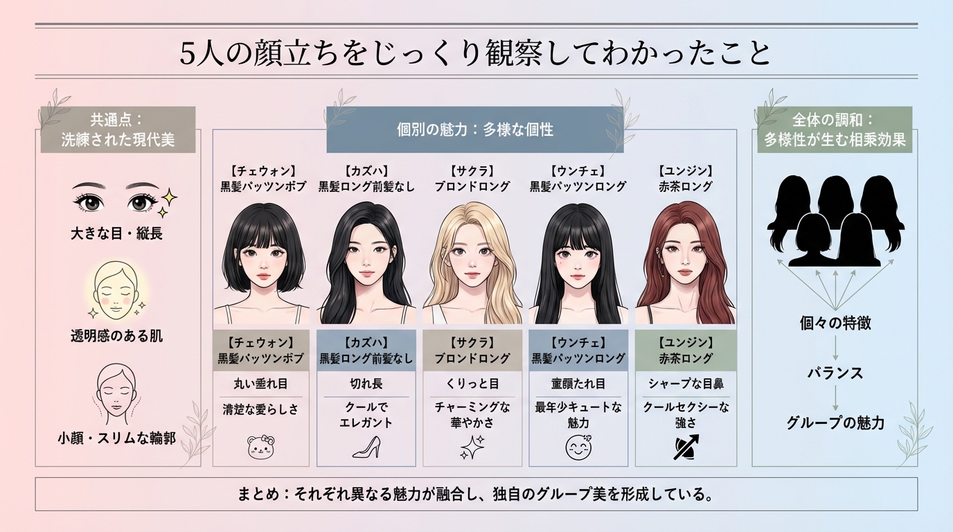 5人の顔立ちをじっくり観察してわかったこと