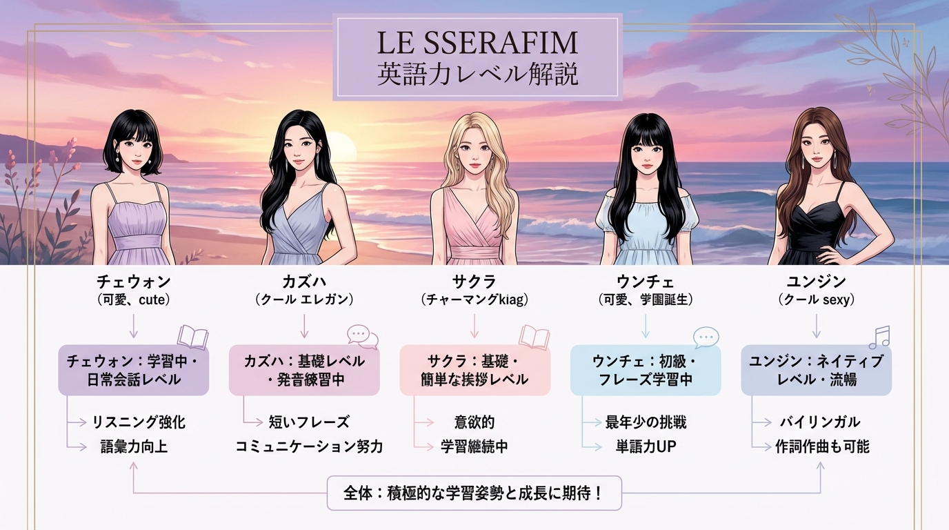 LE SSERAFIM（ルセラフィム）の英語力はどのくらい？メンバー別のレベルを解説